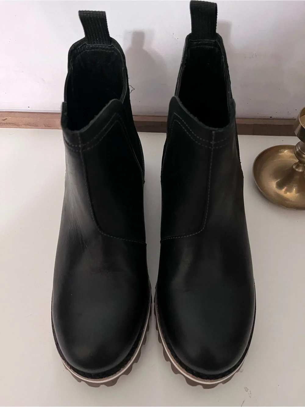 Chaco Black Leather Chelsea Lug Ankle Boots